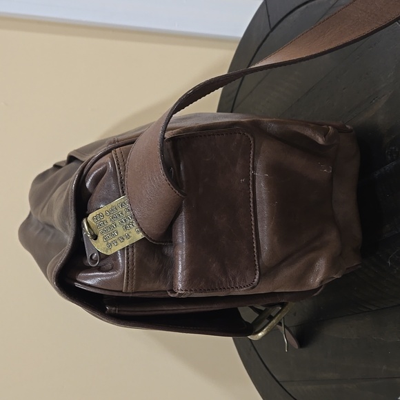 VINTAGE DKNY Brown Leather Messenger Bag!!!! - Picture 9 of 9